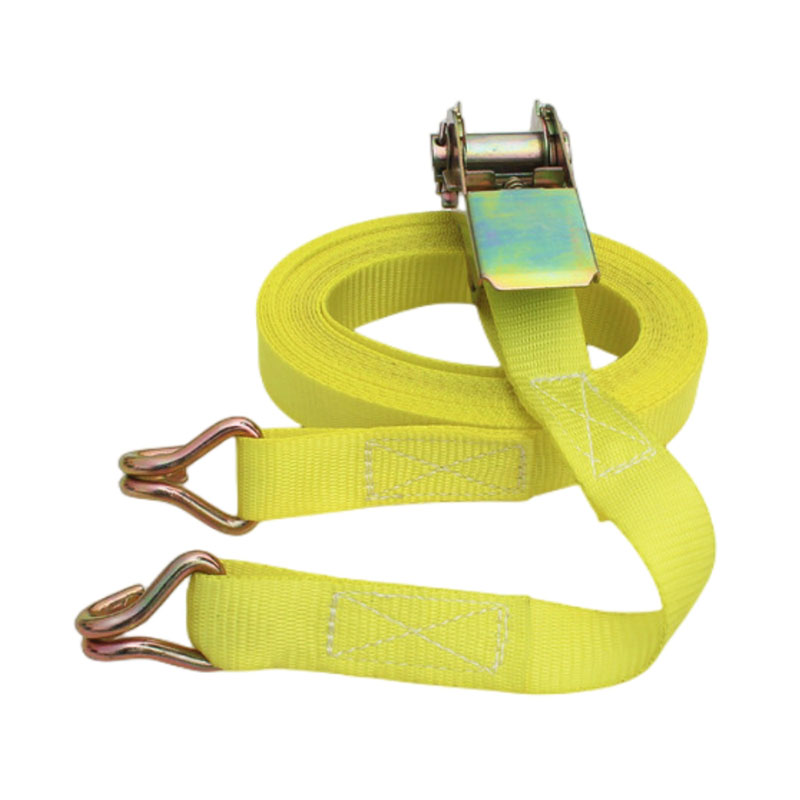 customized yellow 1 inch ratchet straps with wire hook