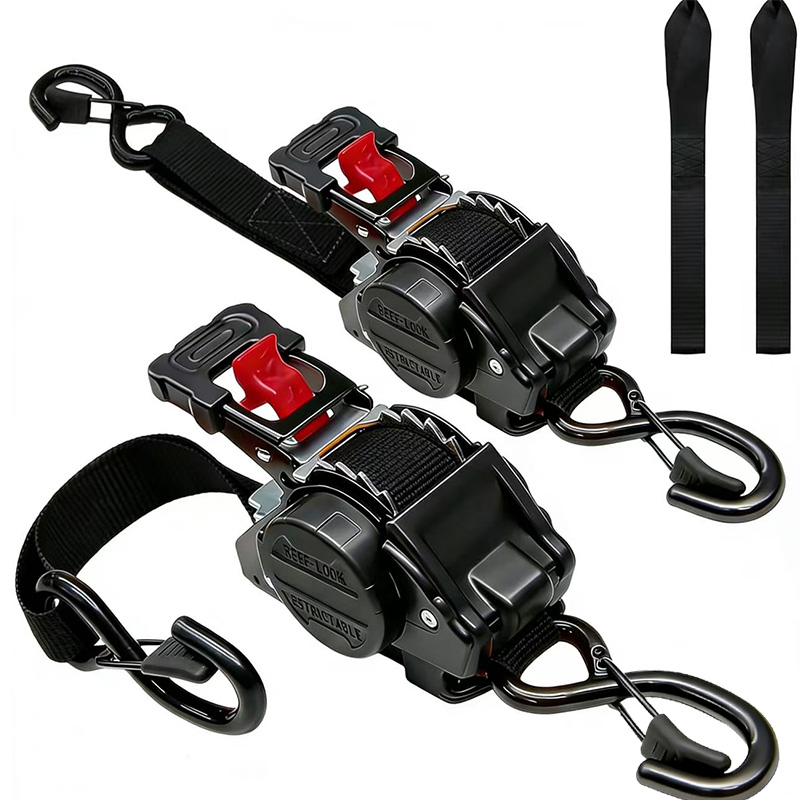 1&rdquo; x 12' x 1800 LBS retractive ratchet straps tie down with S hook
