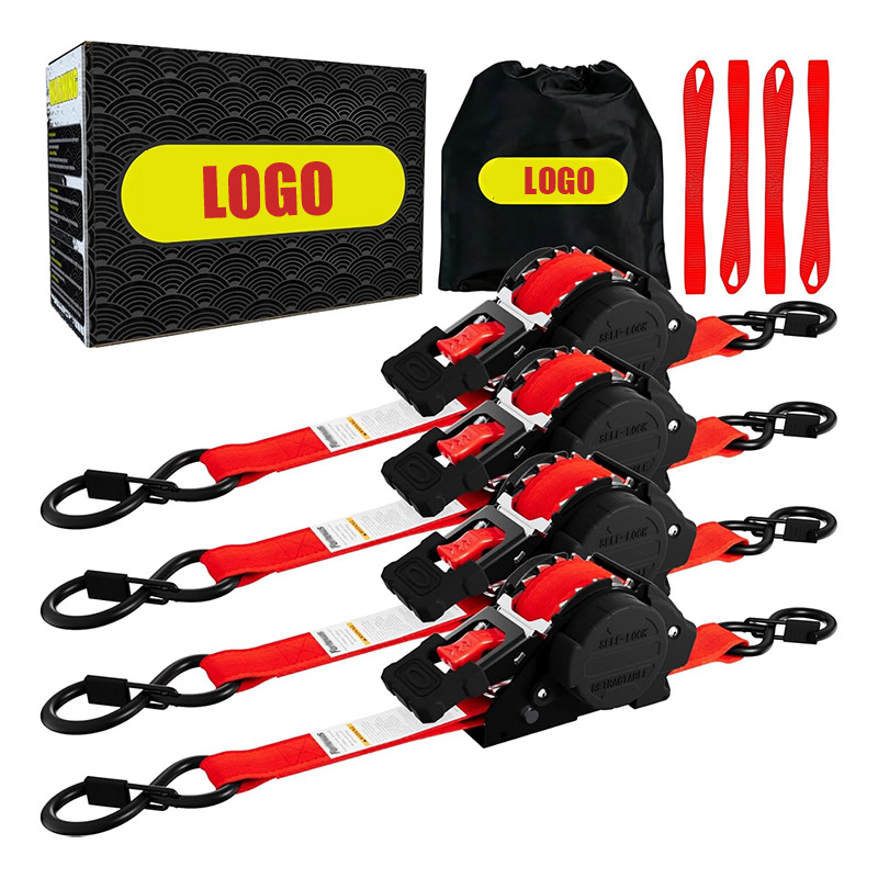 retractable ratchet straps tie down with S hook 1” x 12' x 1800 LBS retractive ratchet straps tie down with S hook